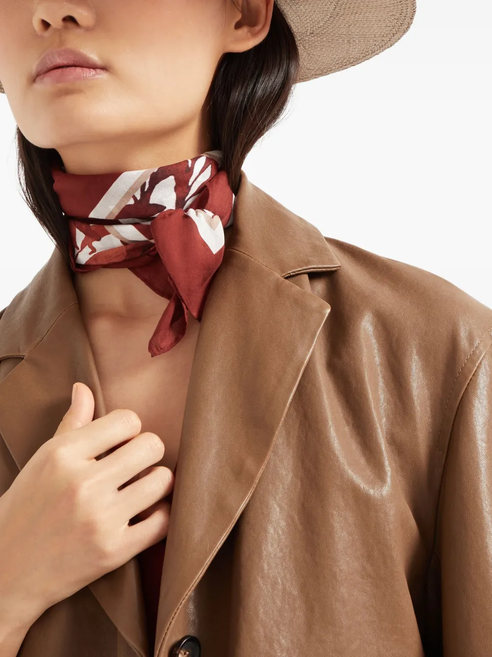 Brunello Cucinelli Sjaal met bloemenprint Rood