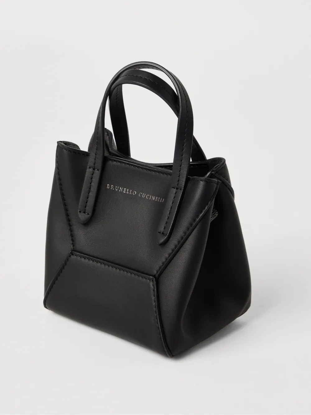 Brunello Cucinelli BC Duo leren mini-shopper Zwart