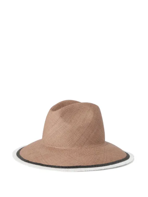 Brunello Cucinelli fringed straw fedora 