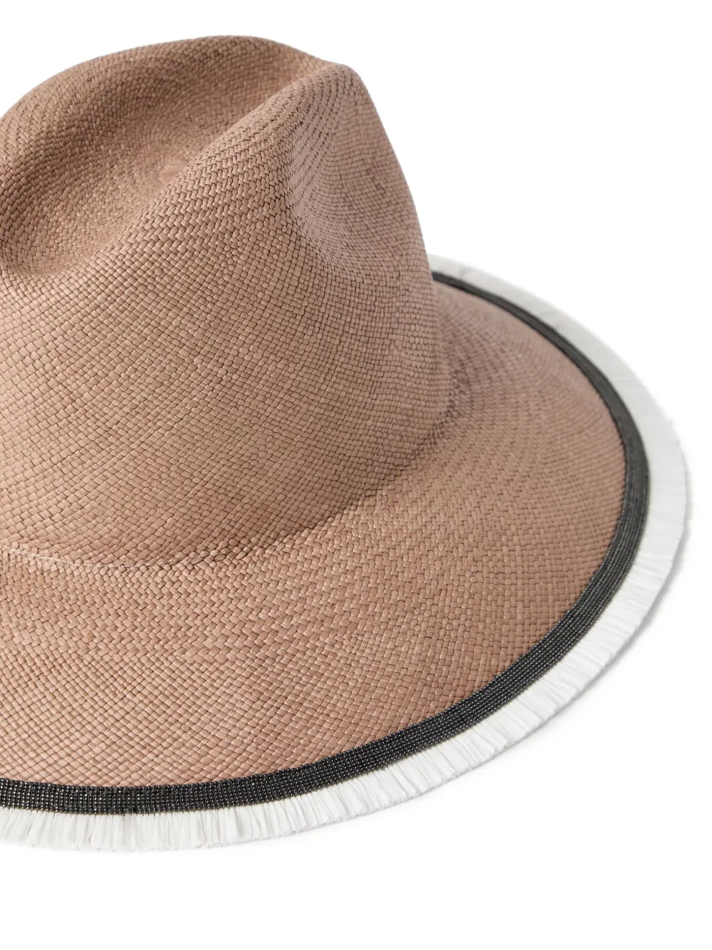 Brunello Cucinelli Rieten fedora hoed met franje - Beige