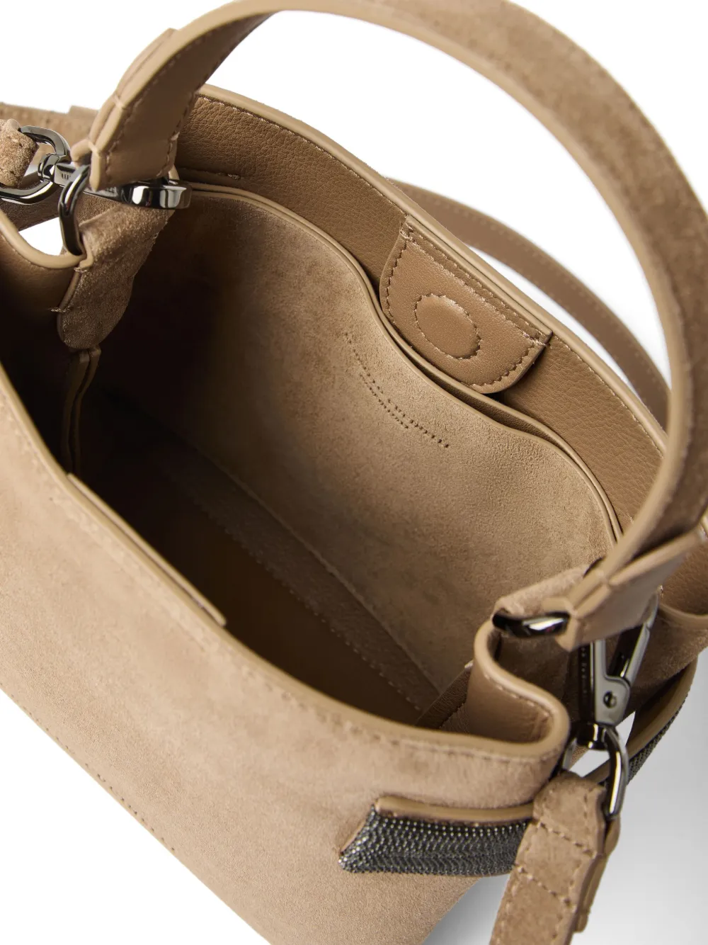 BRUNELLO CUCINELLI SEQUIN-EMBELLISHED LEATHER TOTE BAG