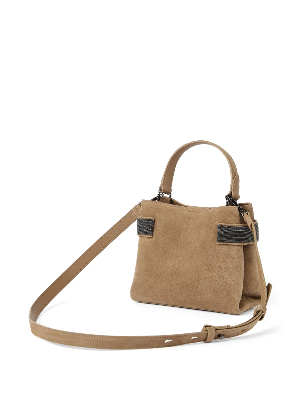 BRUNELLO CUCINELLI SEQUIN-EMBELLISHED LEATHER TOTE BAG