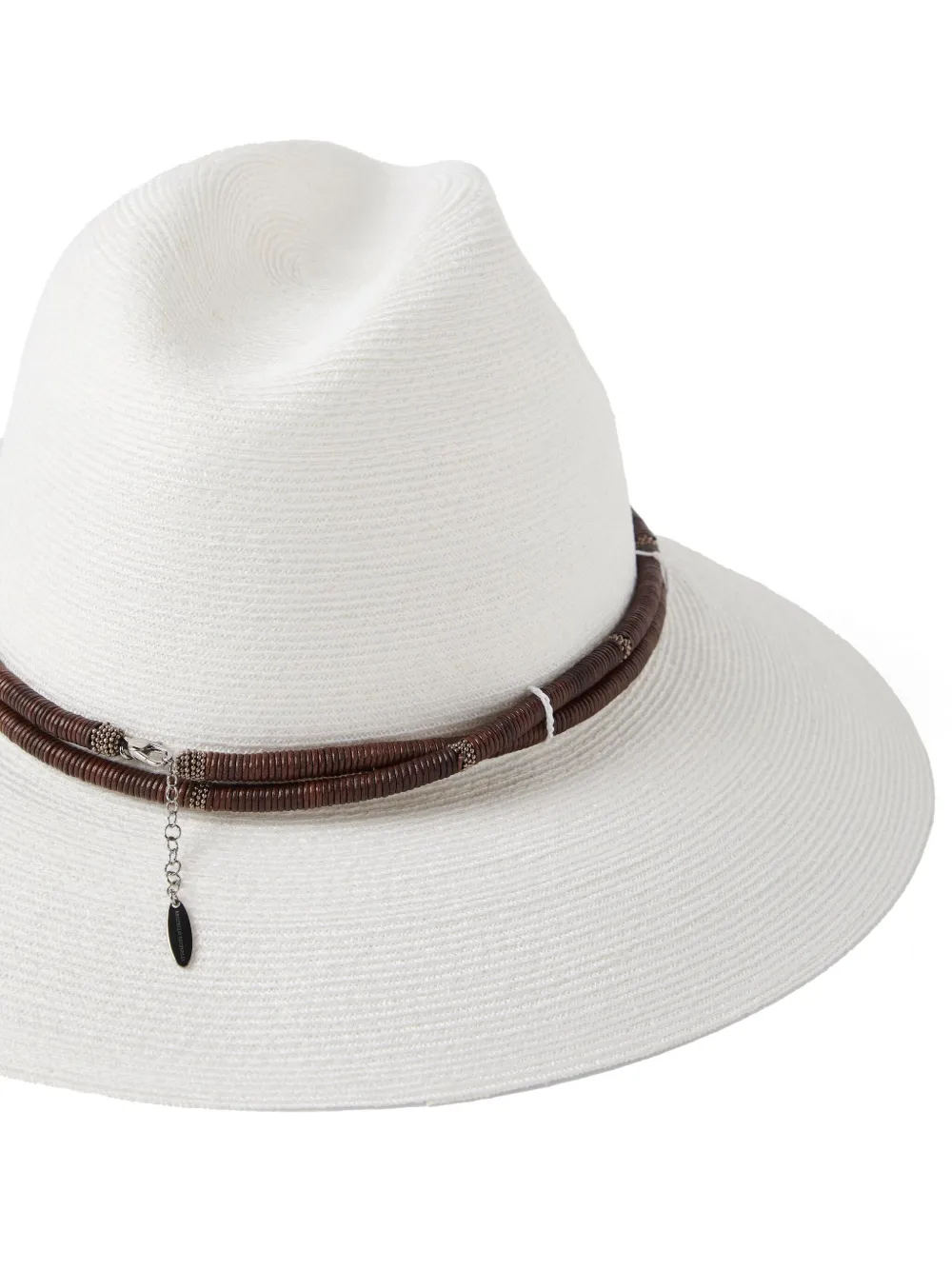 Brunello Cucinelli Panama hoed met moniliketting - Wit