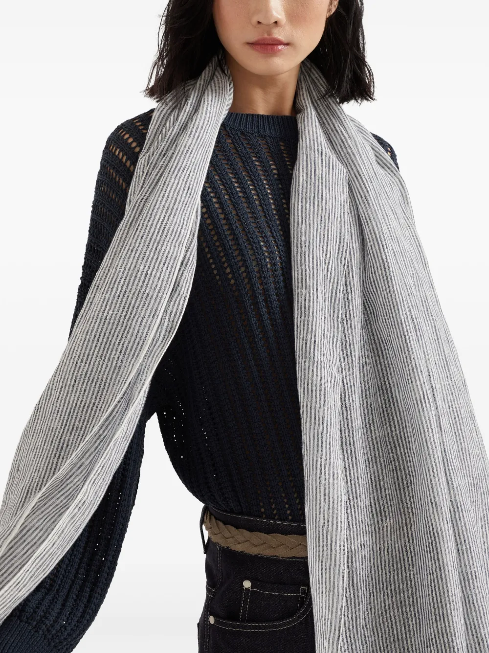 Brunello Cucinelli Linnen sjaal Blauw