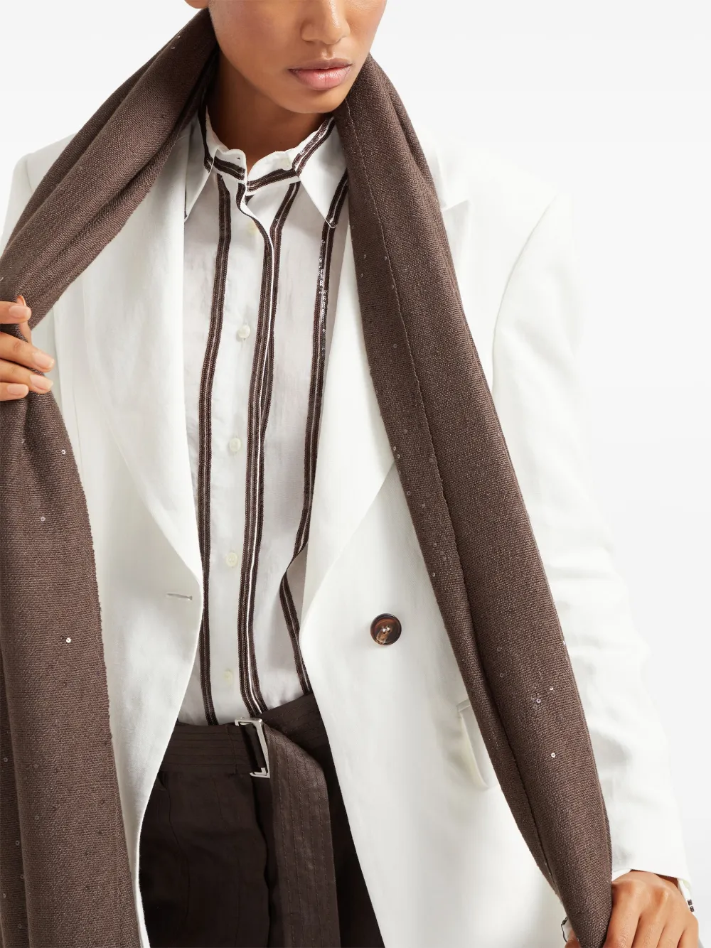 Brunello Cucinelli Sjaal met pailletten Bruin