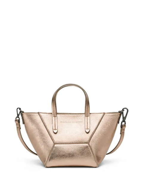 Brunello Cucinelli mini BC Duo lamé tote bag
