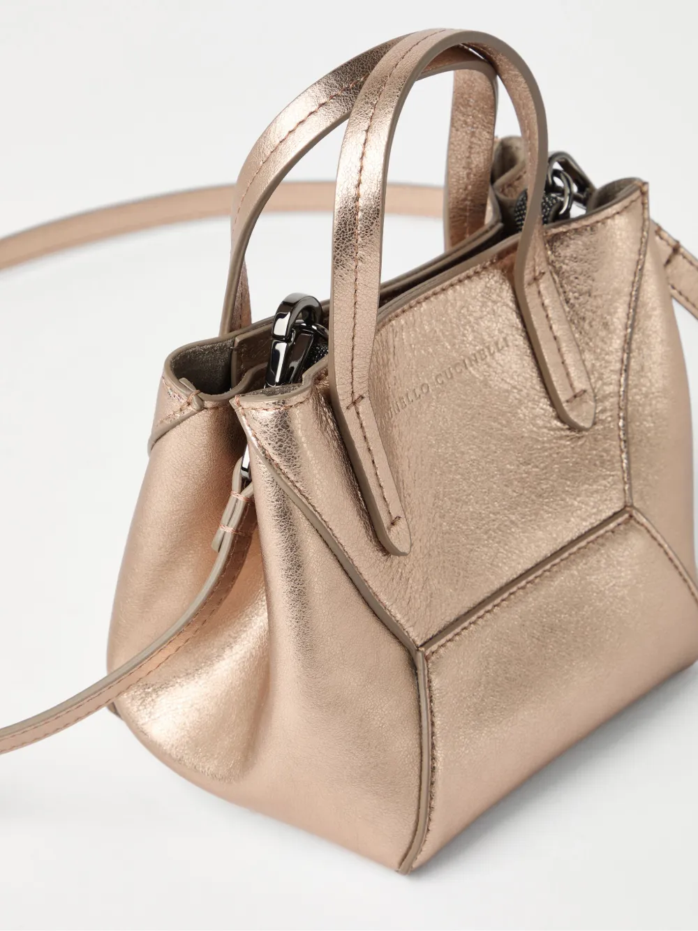 Brunello Cucinelli BC Duo lamé mini-shopper Goud
