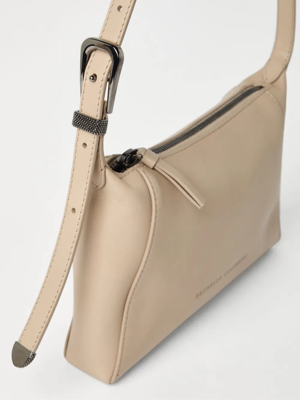 Shop Brunello Cucinelli Logo-debossed Shoulder Bag In Neutrals