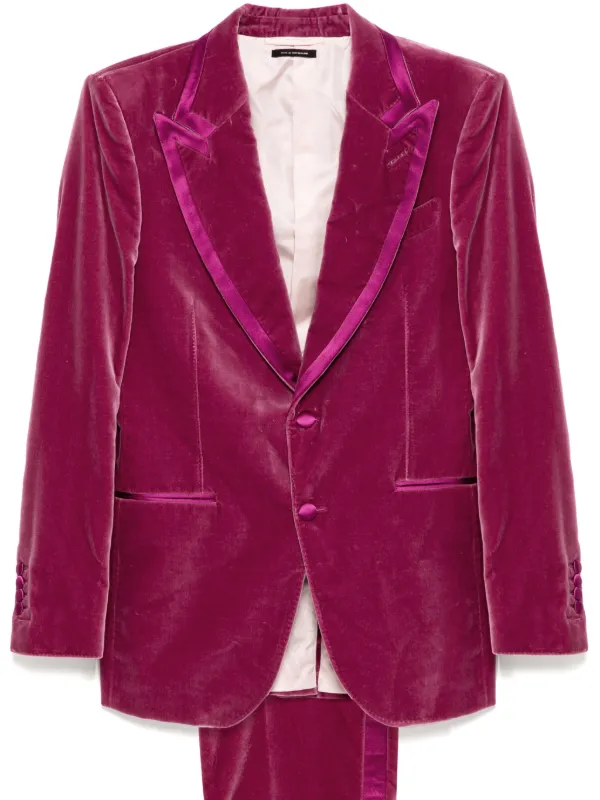 【関税＆送料込み】Tom Ford Red Velvet And Viscose Shoulder TOM FORD Silk-trimmed cotton-velvet blazer | NET-A-PORTER