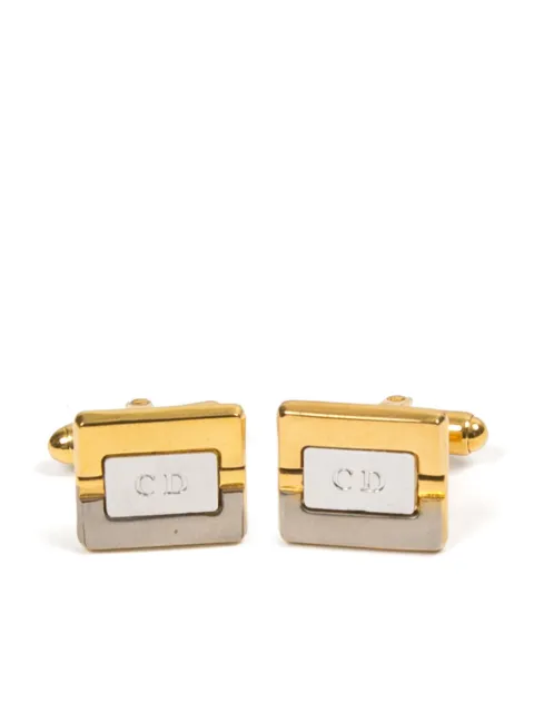 Christian Dior Pre-Owned mancuernillas con diseño de dos tonos 1980
