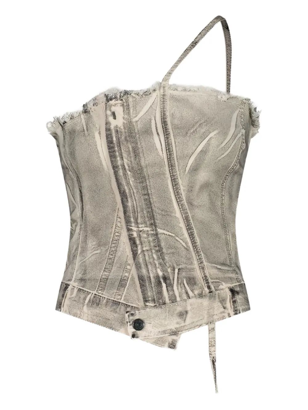 asymmetrical frayed-edge top