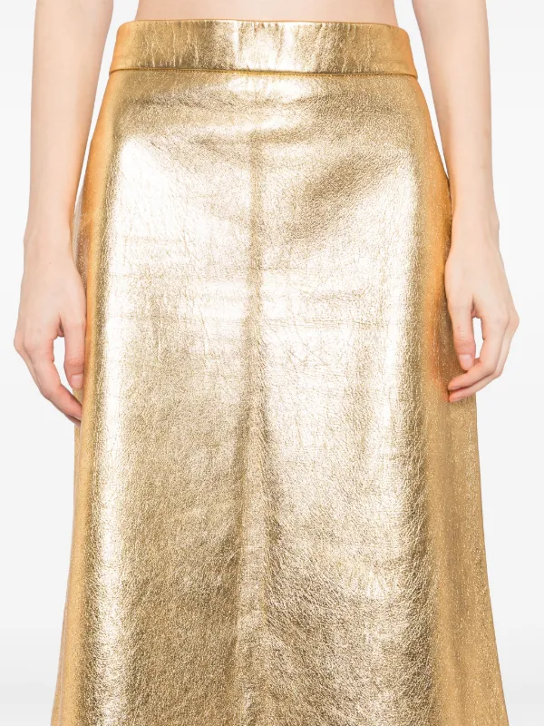 Prada Pre Owned 2019 Metallic Gold Leather Skirt Gold FARFETCH AO