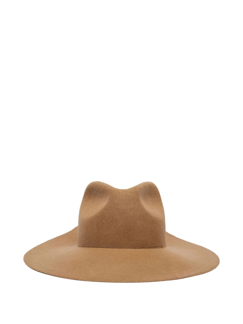 Max Mara Leather-plaque Felt Hat In Brown
