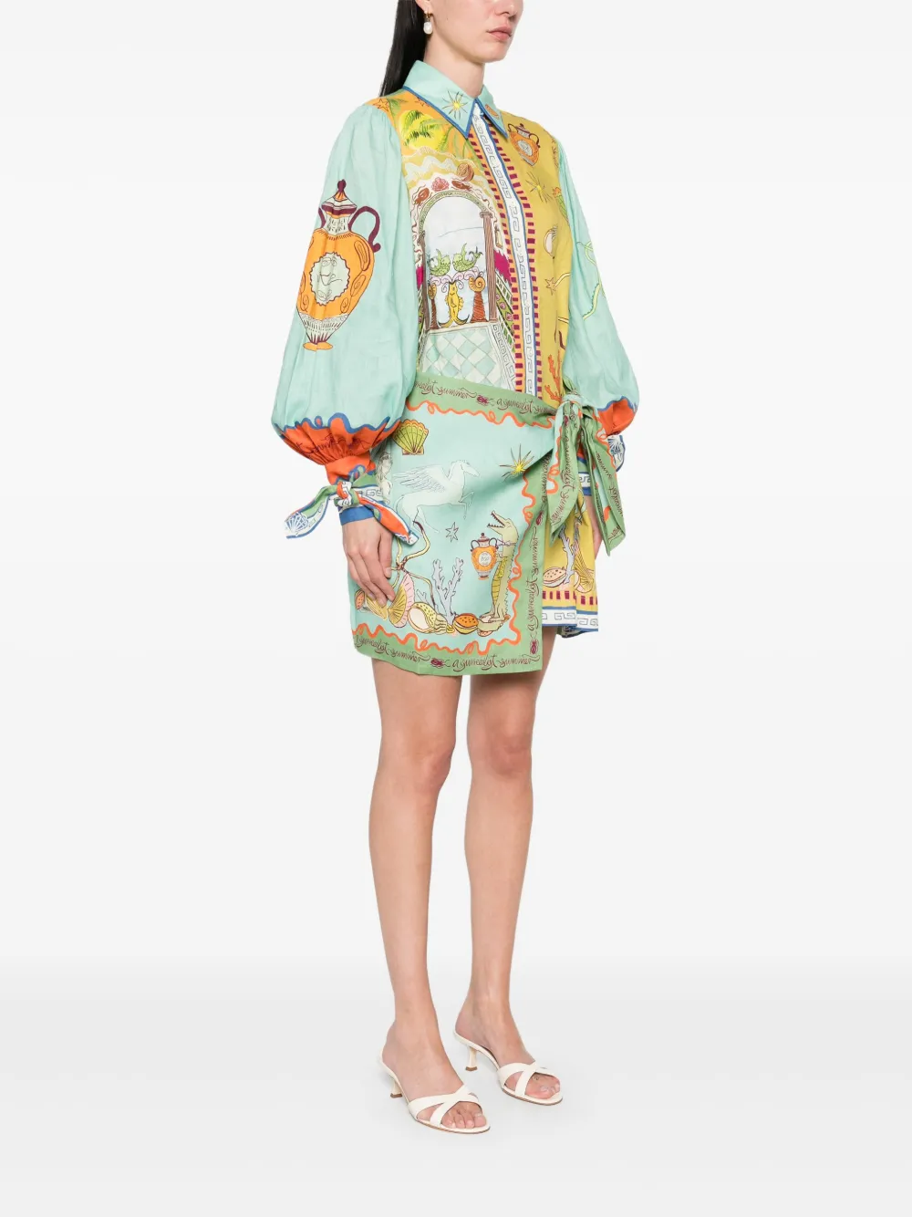 ALEMAIS SURREALIST SUMMER MINI SHIRTDRESS