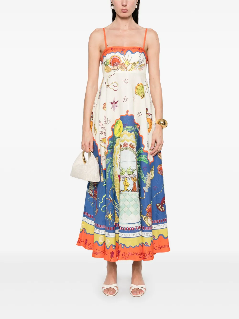 ALEMAIS Surrealist Summer maxi-jurk - Geel