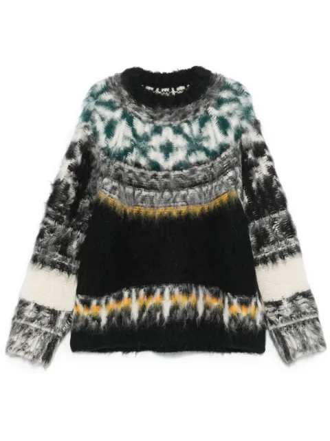 sacai hoodie con motivo tejido en intarsia