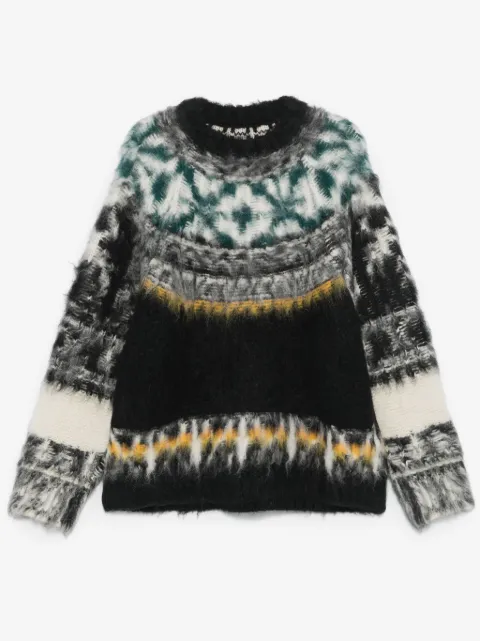 sacai pattern intarsia-knit hoodie