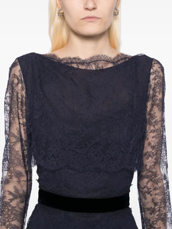 Christian Dior Pre-Owned Lace Dress | Blue | FARFETCH UK