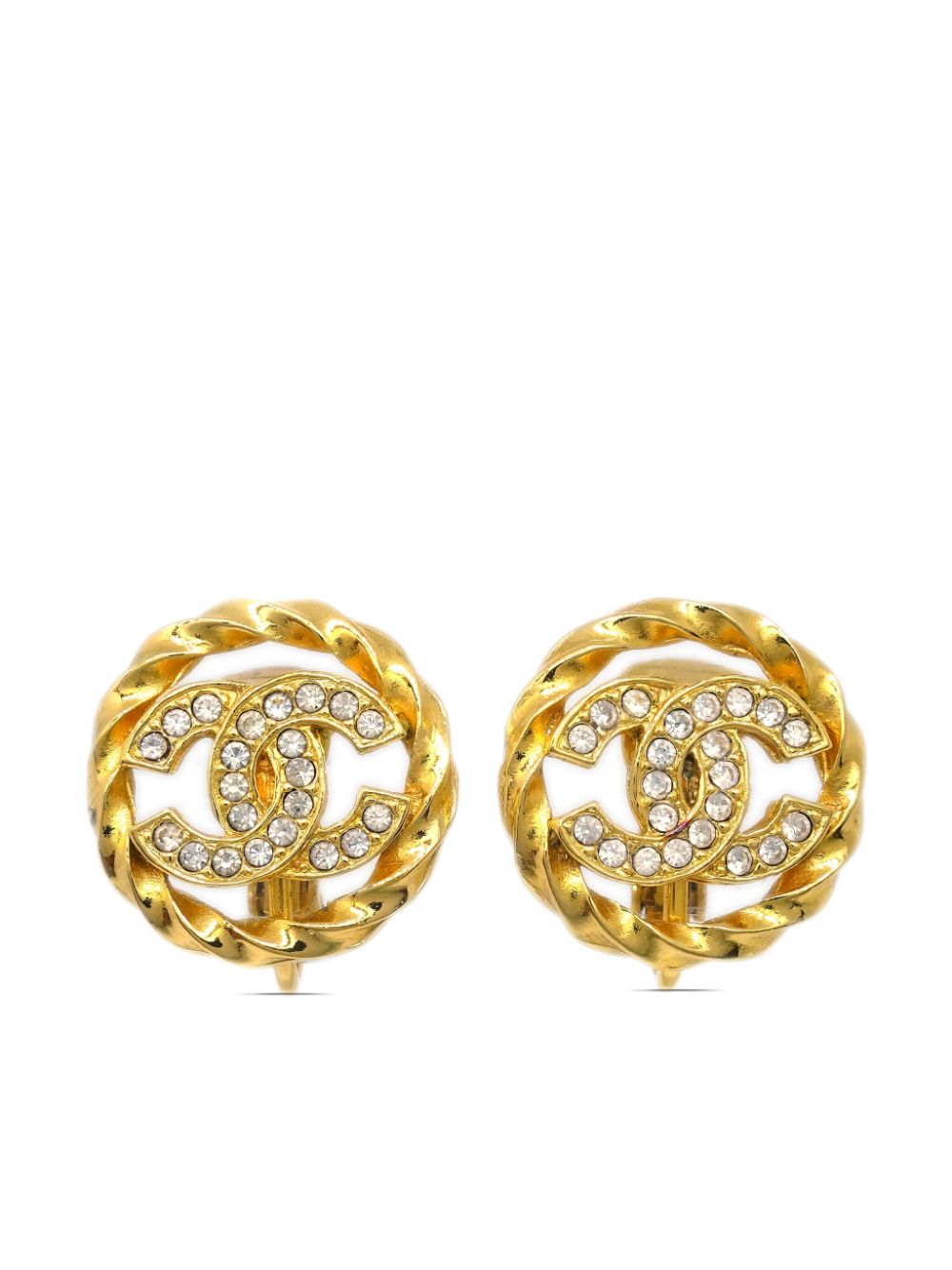 Pre-owned Chanel 1990-2000s Cc Clip-on Earrings In Gold