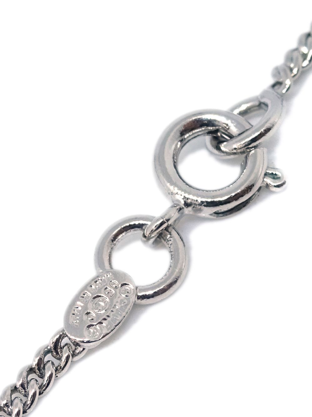 Pre-owned Chanel 2005 Cambon Ligne Pendant Necklace In Silver