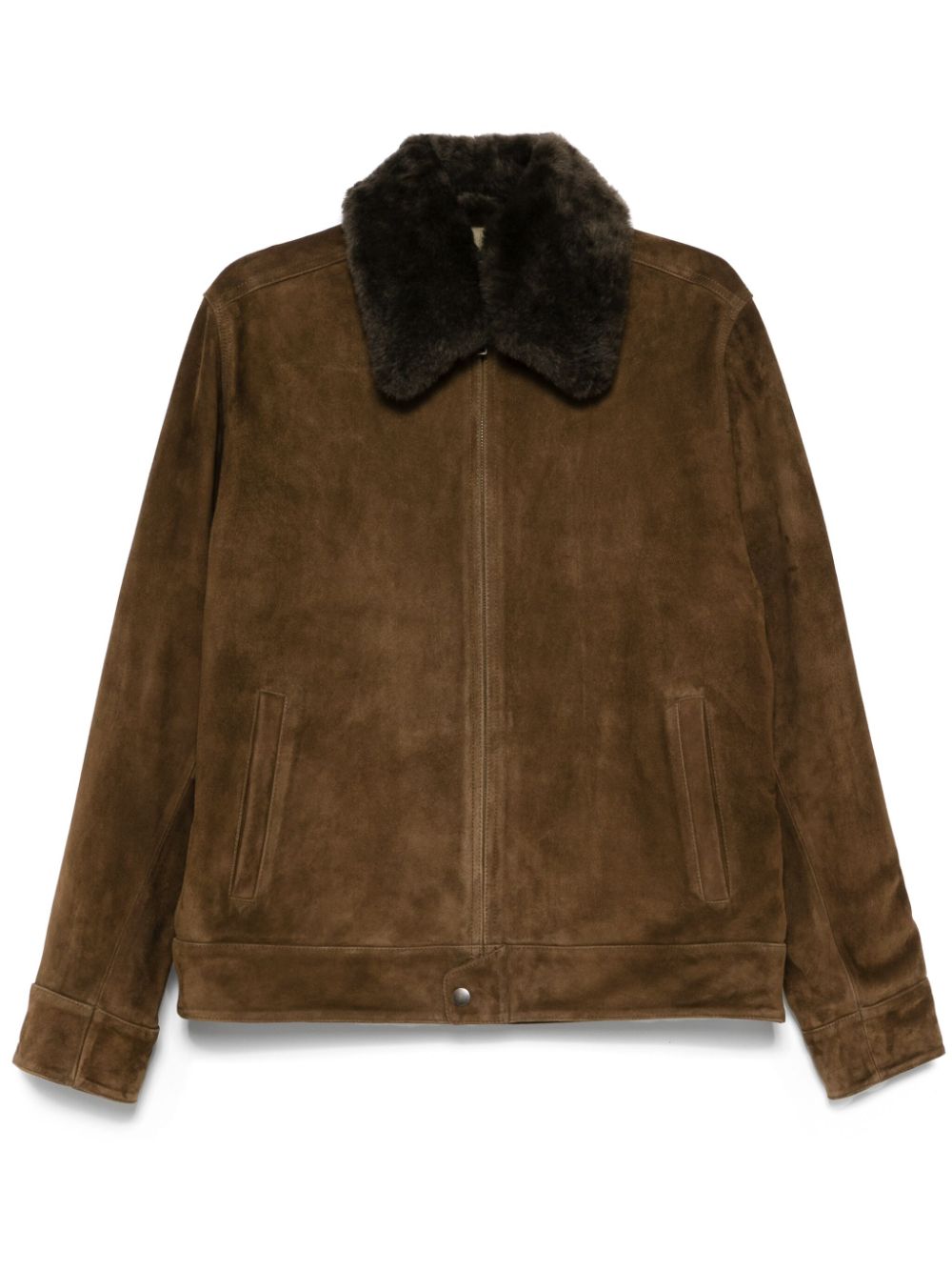 Vince shearling-collar suede jacket - Brown