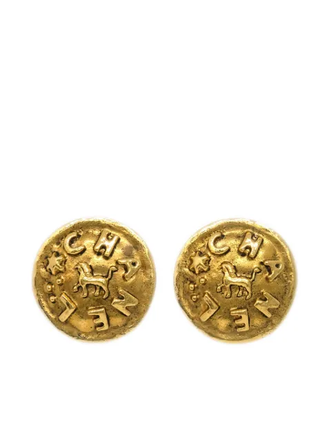CHANEL Pre-Owned 1990-2000s Lion button clip-on earrings