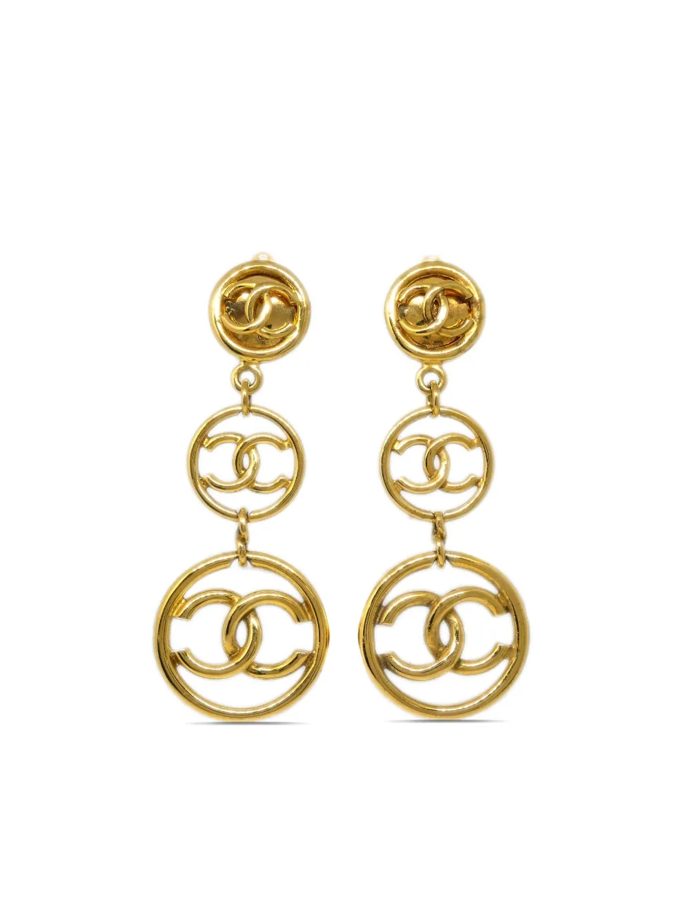 CHANEL Pre-Owned أقراط CC كبس متدلية 1993 | ذهبي | Image 1