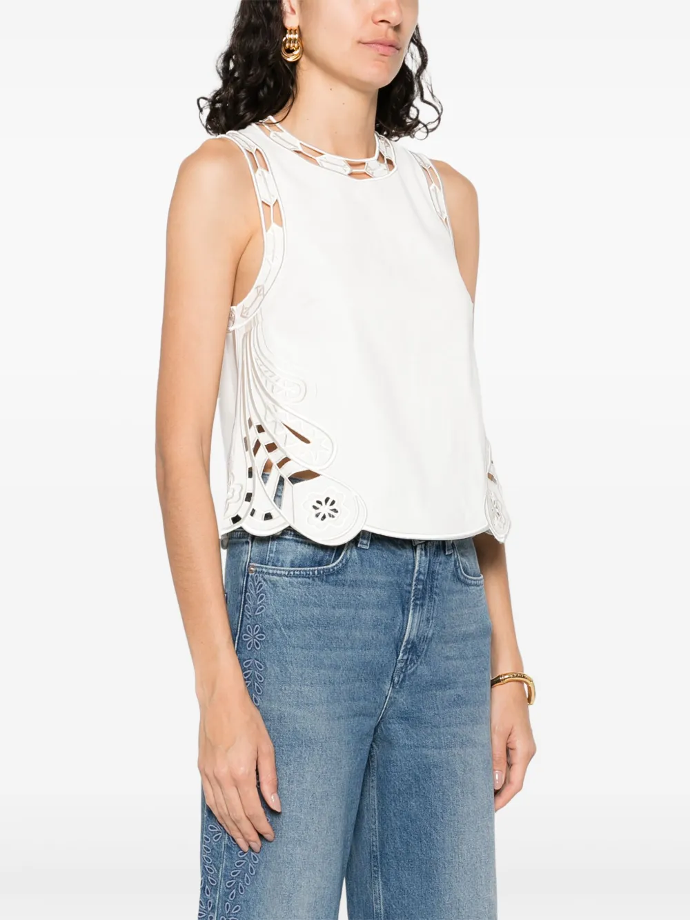 Maje Tanktop met borduurwerk Beige