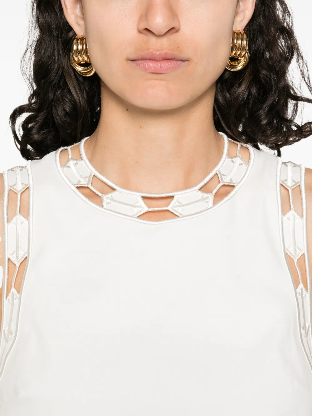 Maje Tanktop met borduurwerk Beige