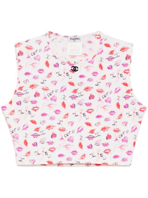 CHANEL 1995 Lipstick Cropped Sleeveless Top Women