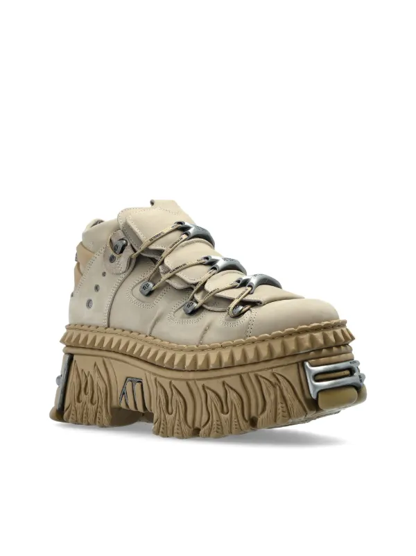 【VETEMENTS】New Rockコラボ メタリックレザー 厚底スニーカー 注目コラボ！VETEMENTS x New Rock レザースニーカー 厚底
