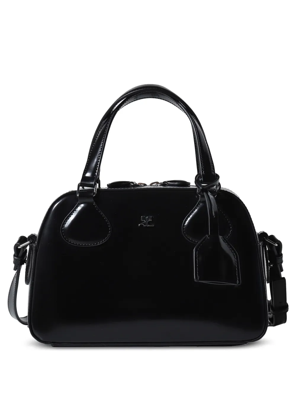 Courrèges logo-plaque bowling bag - Black