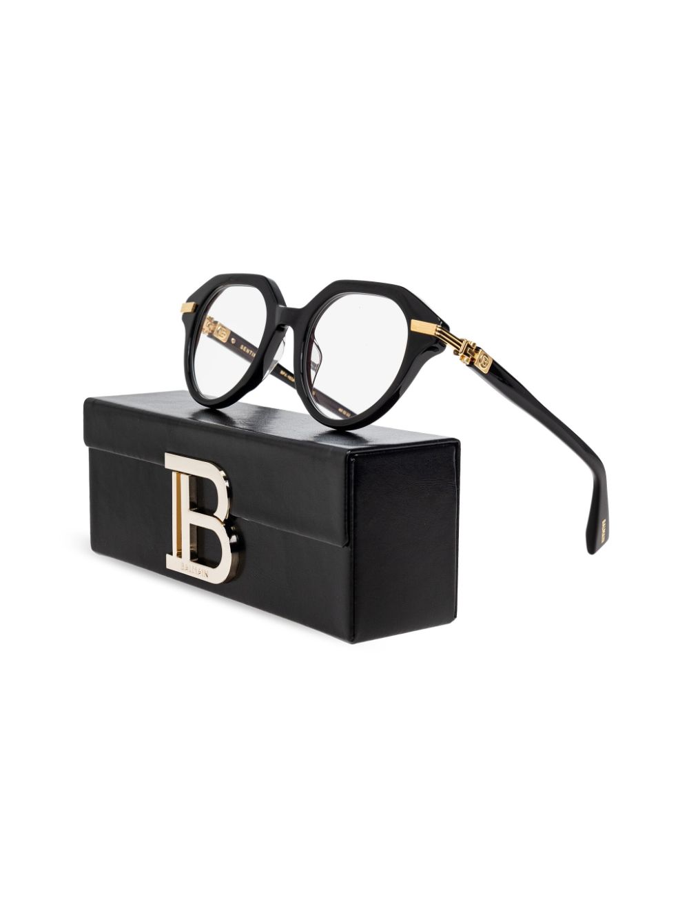 Shop Balmain Eyewear Geometric-frame Glasses In Schwarz