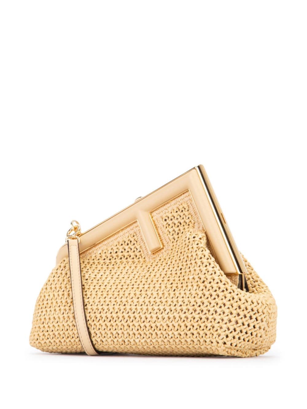 Shop Fendi First Macrame Clutch In Neutrals