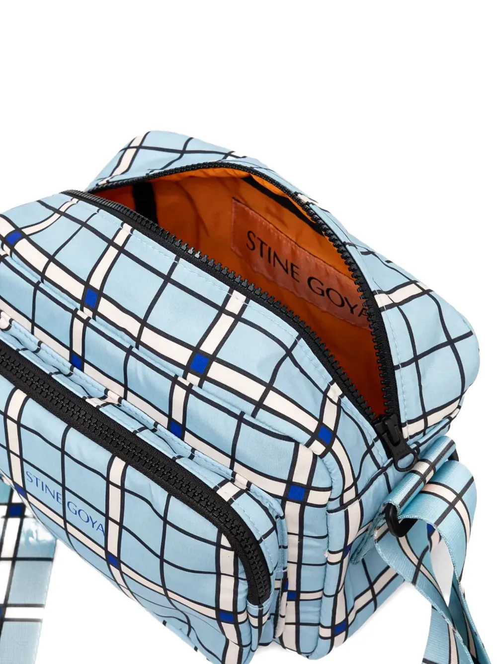 Shop Stine Goya Checked Cross Body Bag In Blue