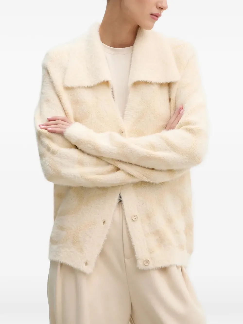 Stine Goya pattern button cardigan - Toni neutri