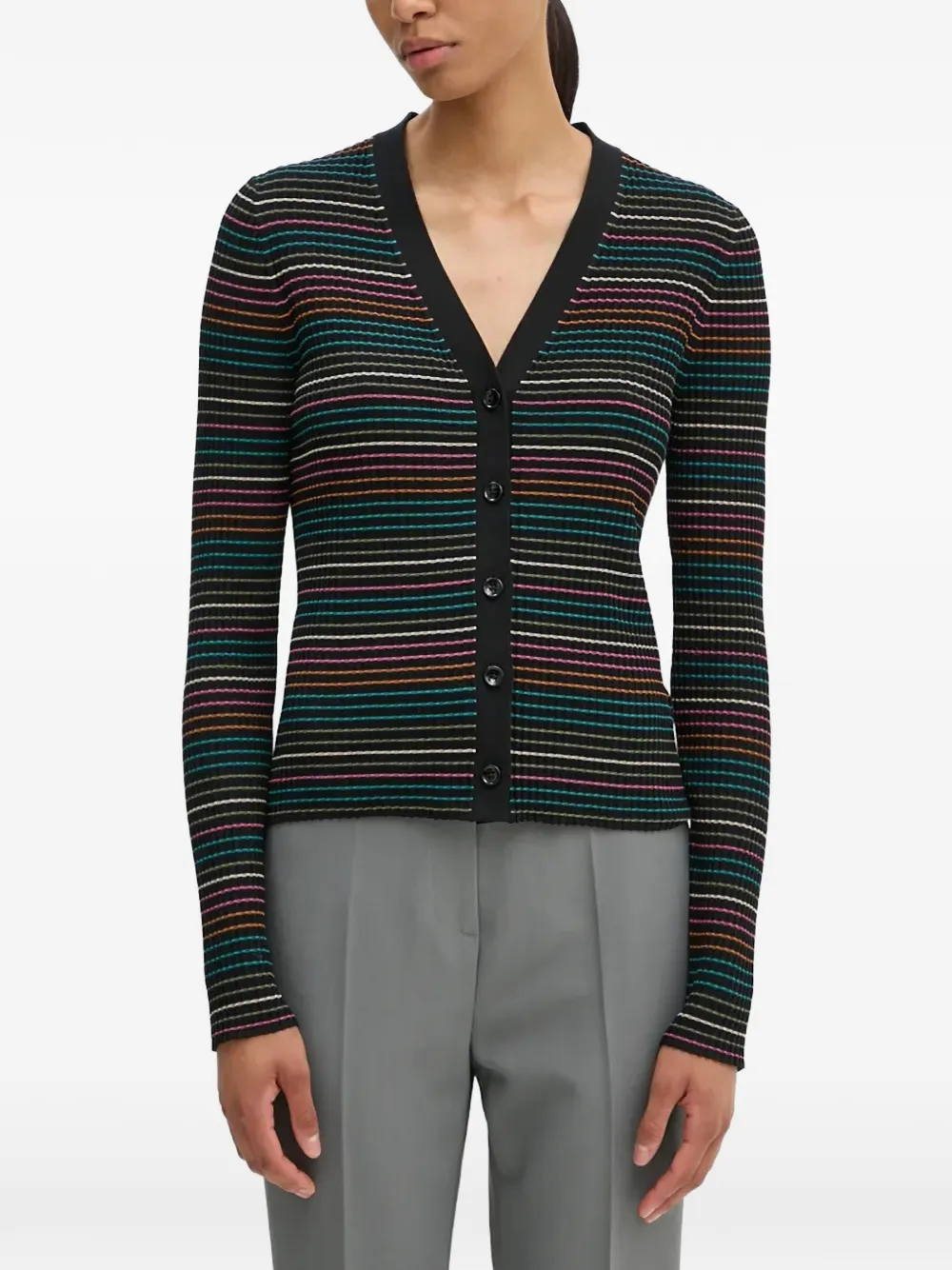 PS Paul Smith striped buttoned cardigan - Nero