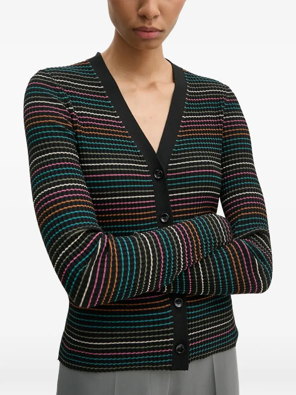 PS Paul Smith Gestreept vest met knopen Zwart
