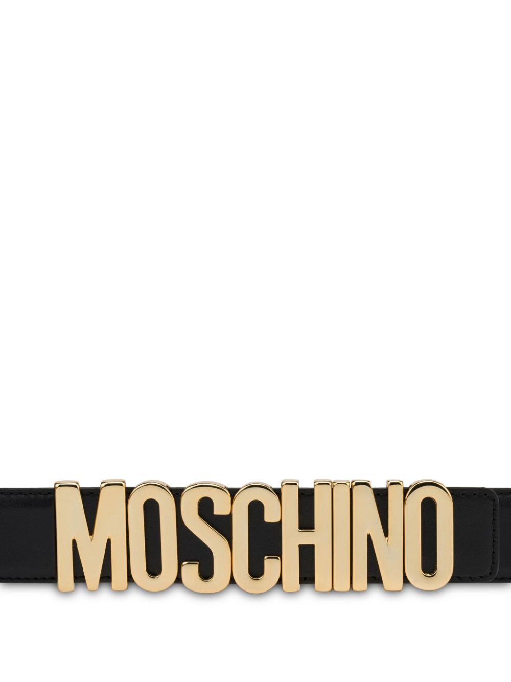 Moschino logo-lettering leather belt - Zwart