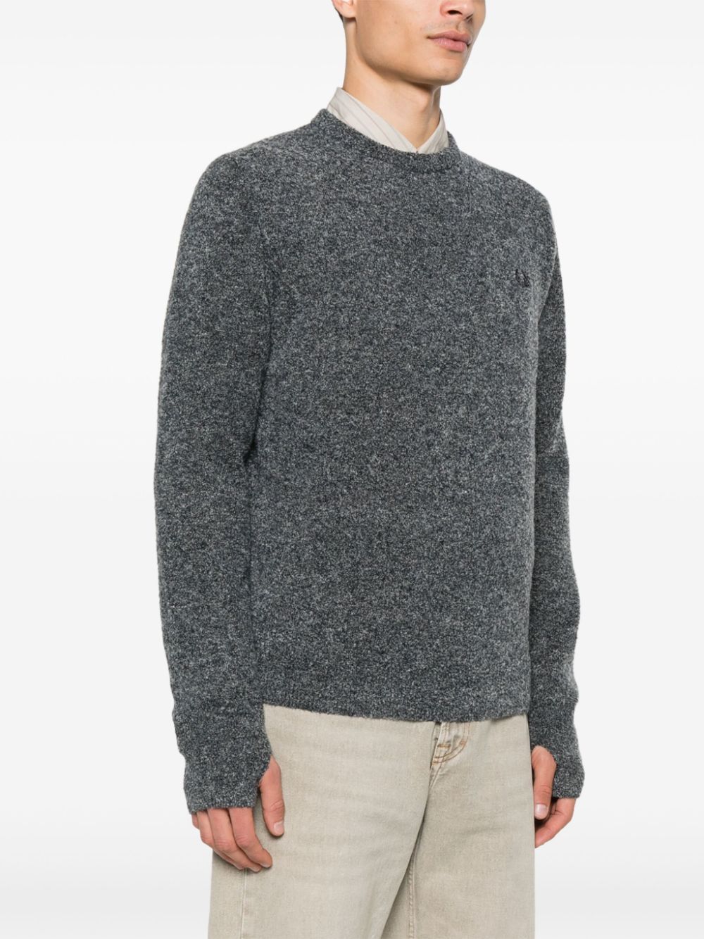 Shop Fred Perry Bouclé Crew-neck Sweater In Blue