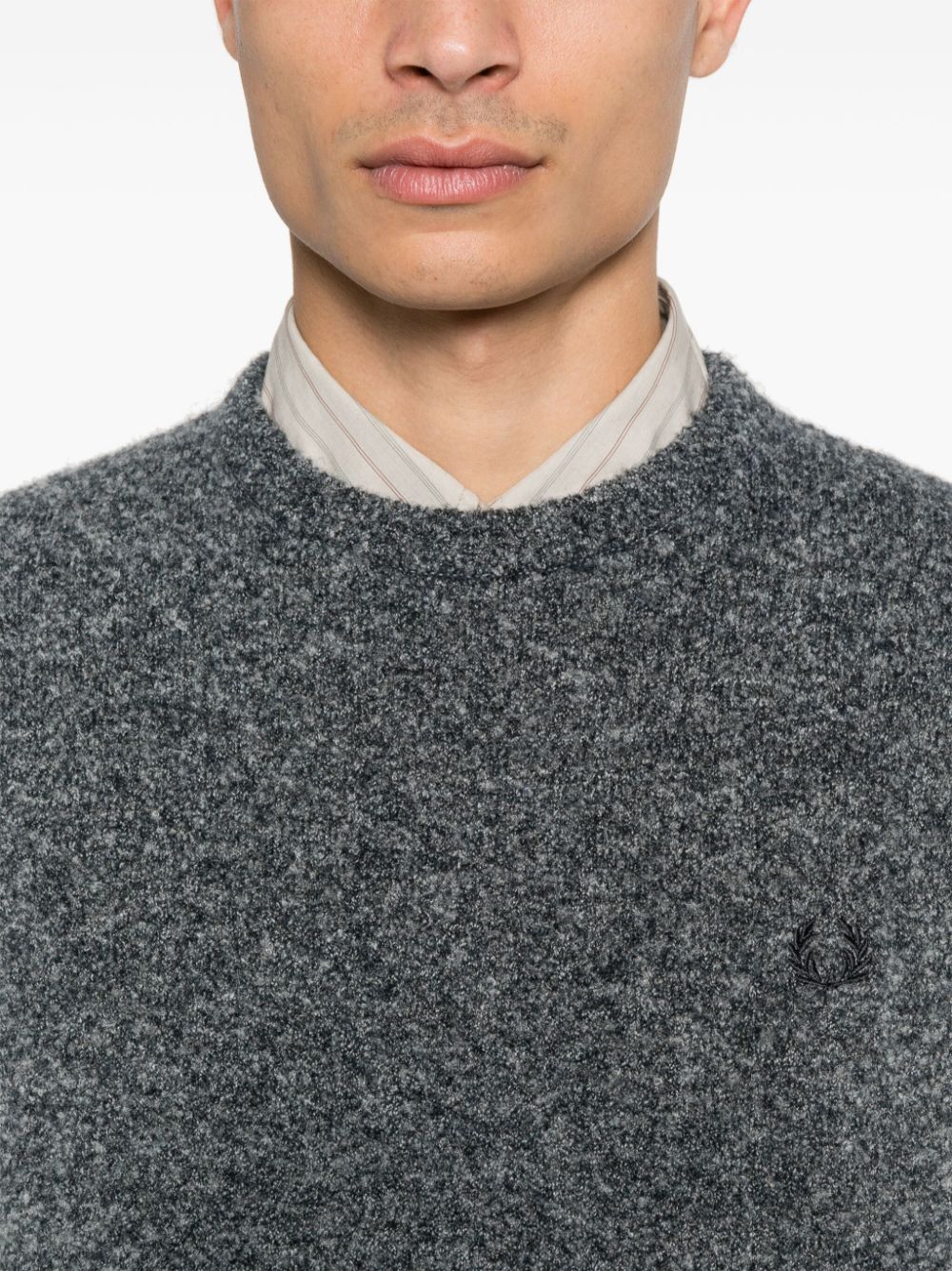 Shop Fred Perry Bouclé Crew-neck Sweater In Blue