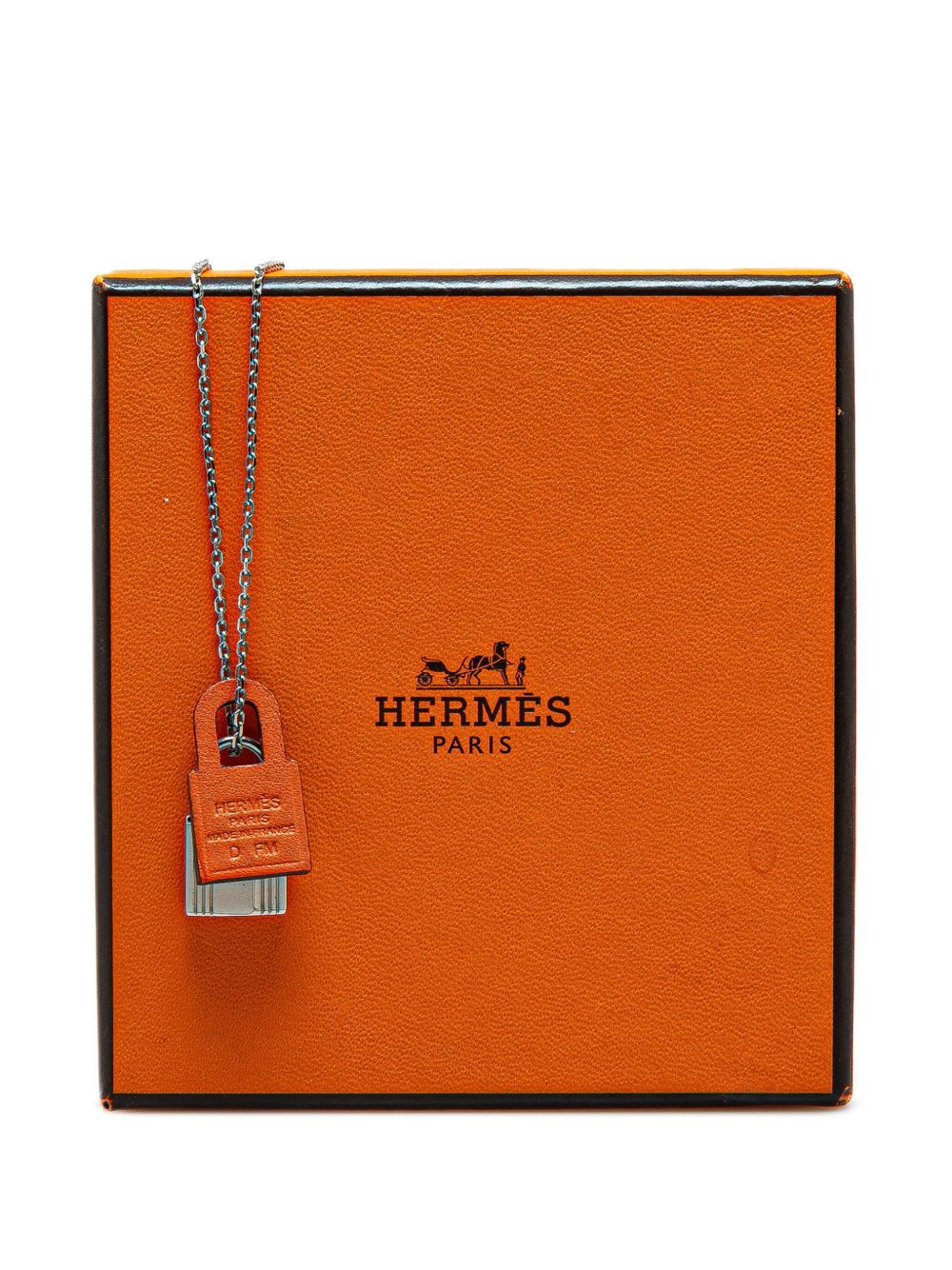 Hermes 2019 Palladium Plated and Swift OKelly Pendant costume necklace Women