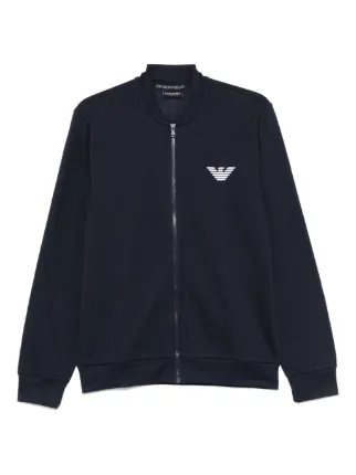 Emporio Armani logo embroidered Track Jacket Blue FARFETCH