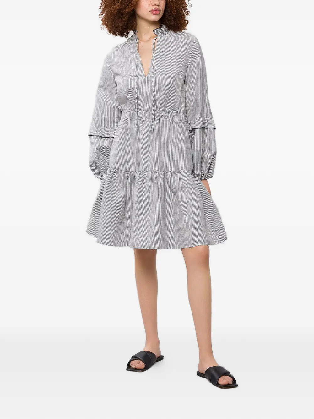 IVY OAK Diora ruffled striped mini dress - Bianco