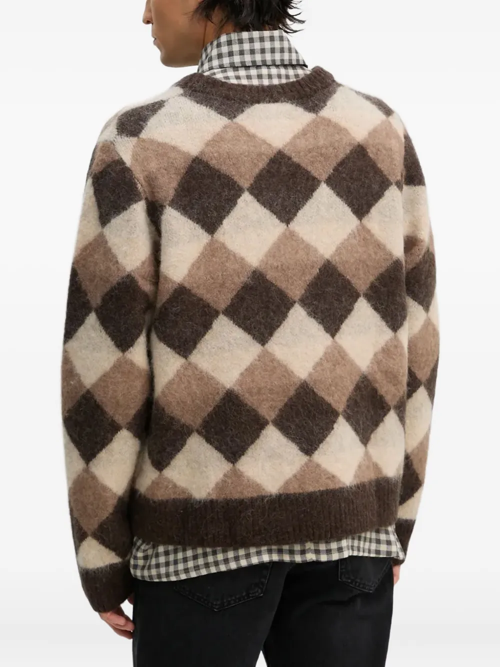 Argyle-Pattern Crew-Neck Sweater