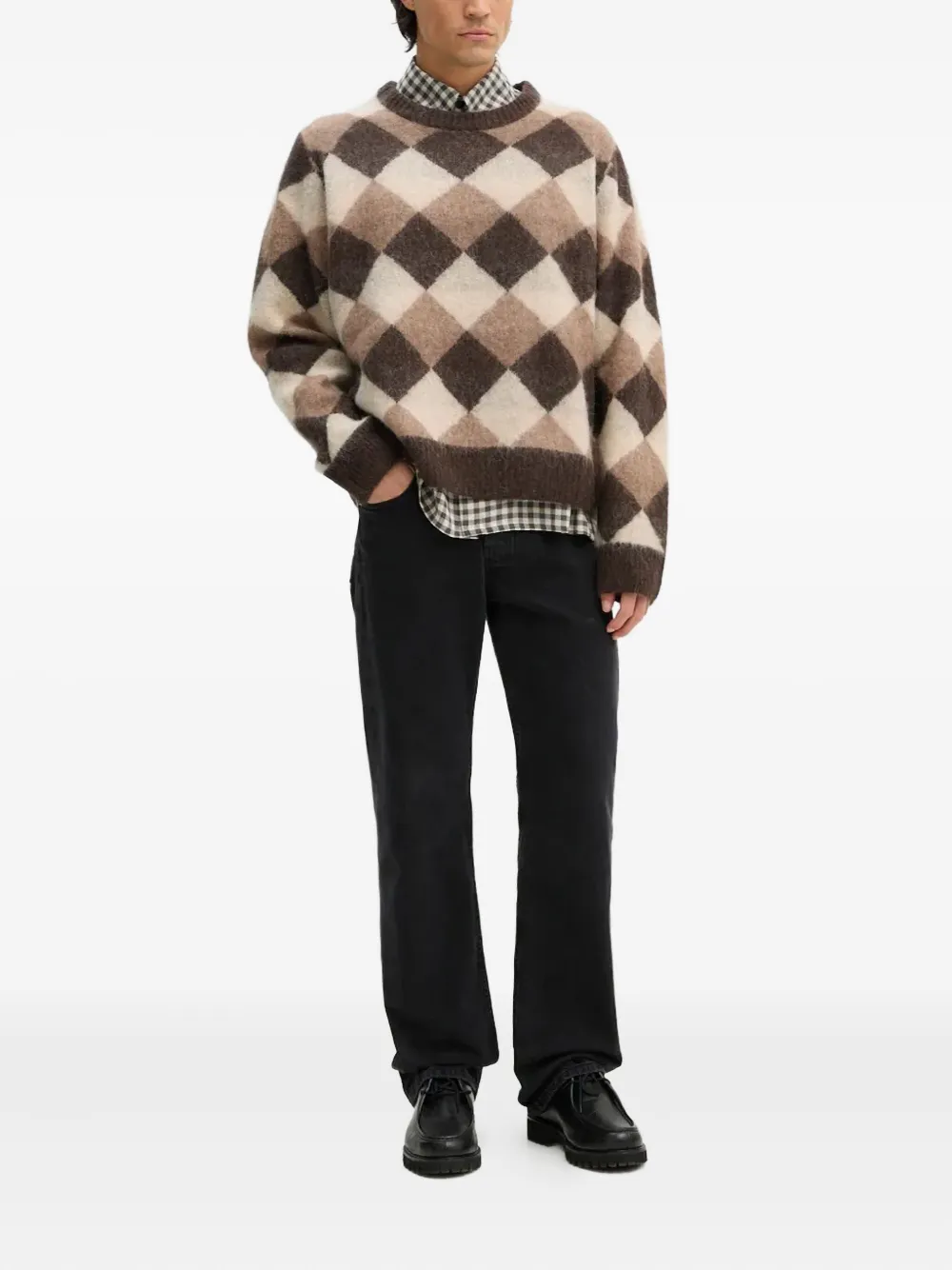 Won Hundred argyle-pattern crew-neck sweater - Bruin