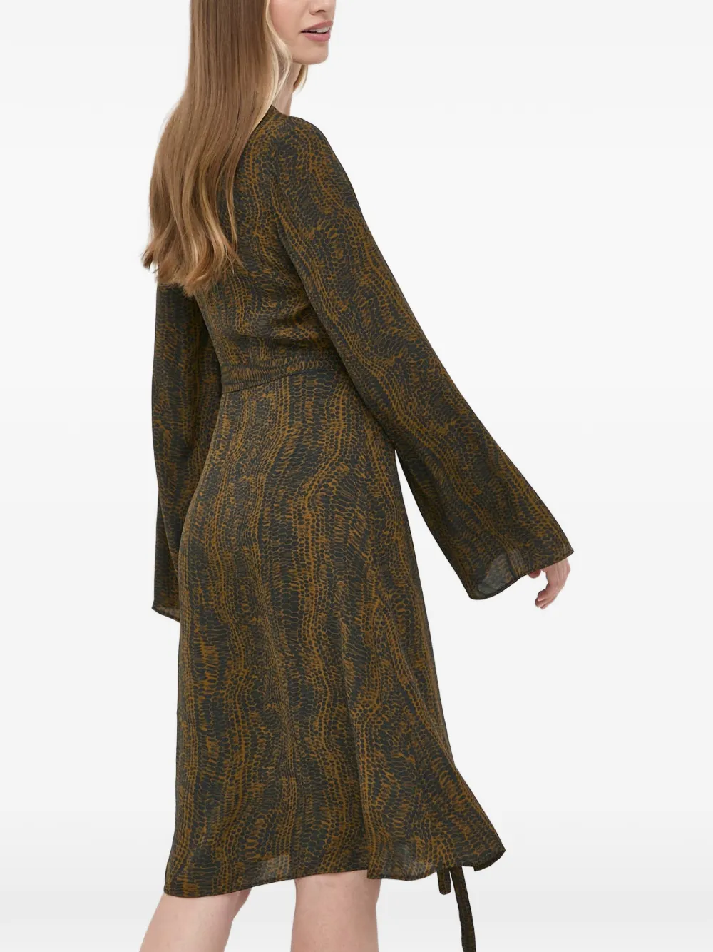 Trussardi snake-print wrap midi dress Bruin
