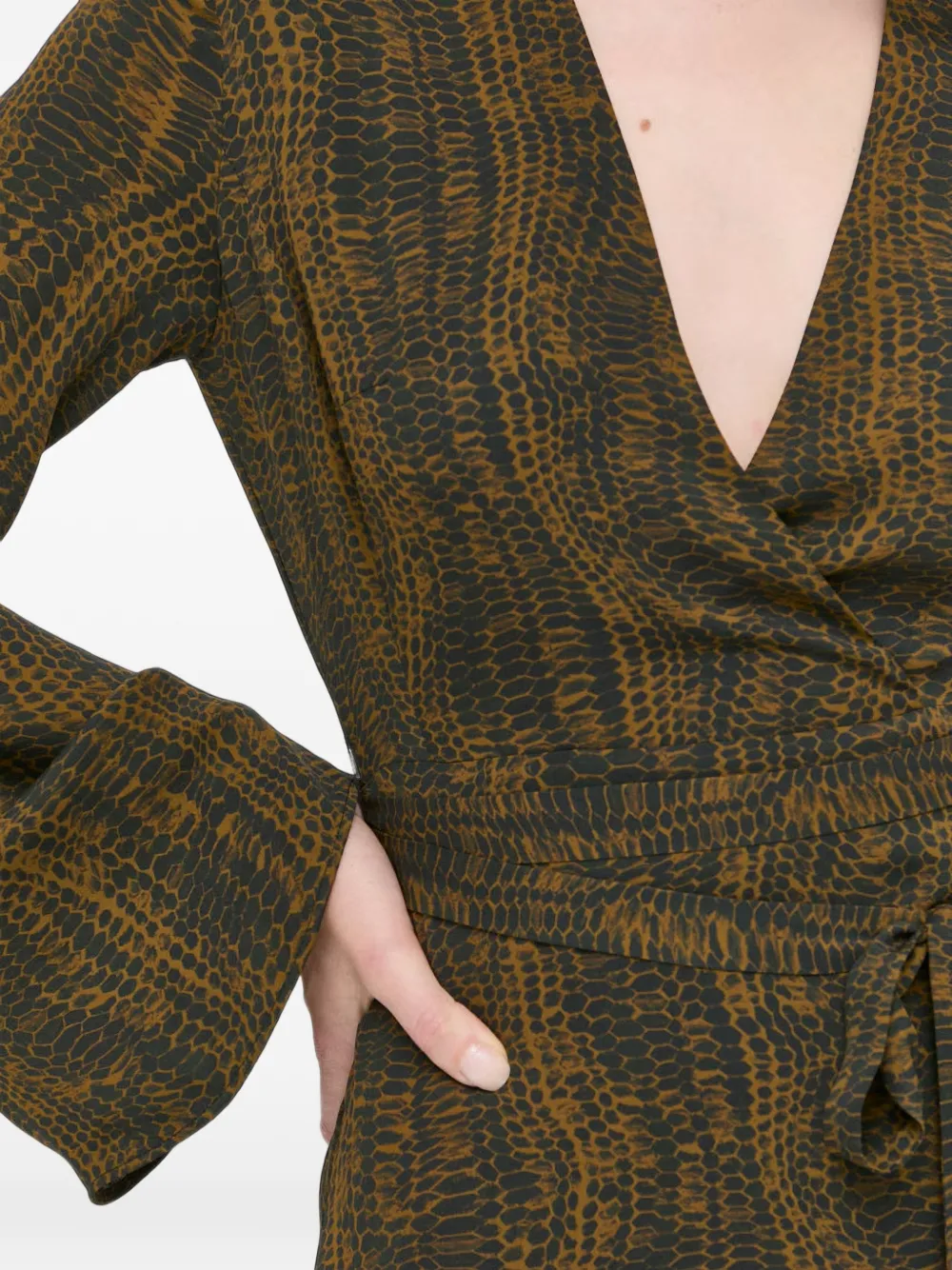 Trussardi snake-print wrap midi dress Bruin