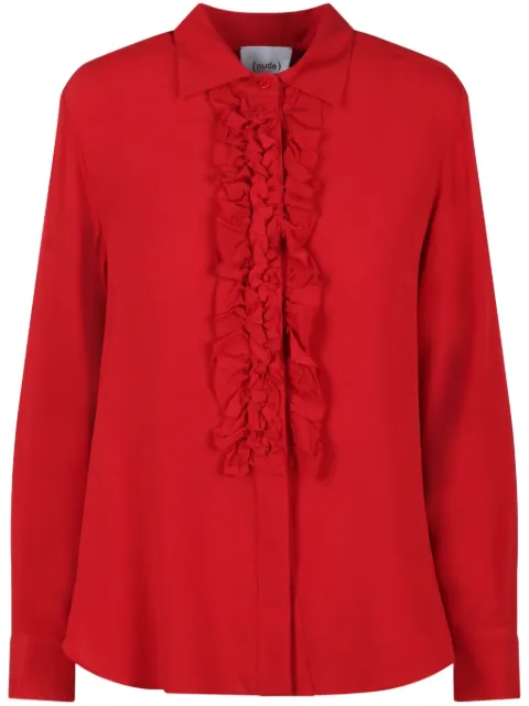 Nude ruffled shirt