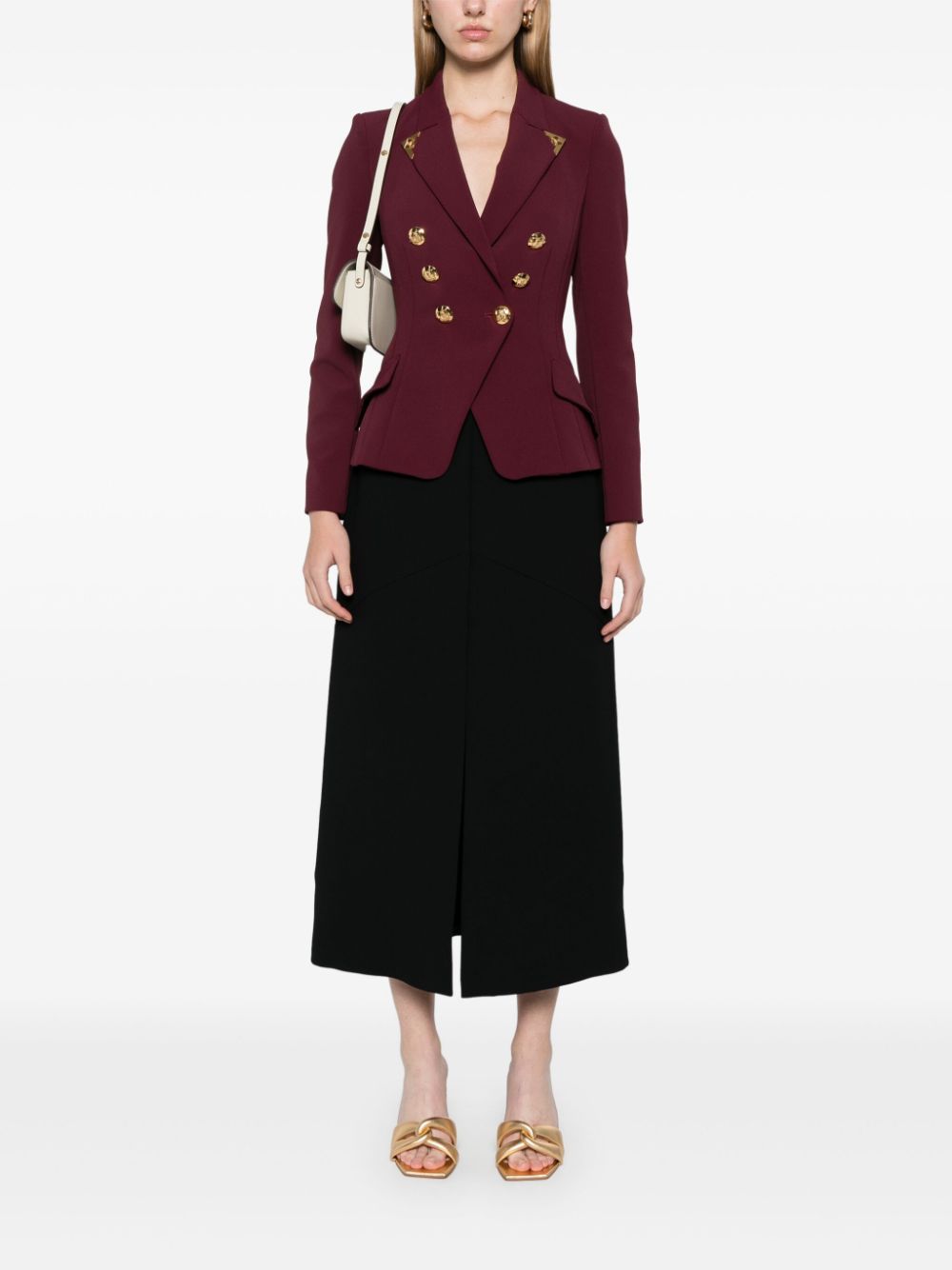 Elisabetta Franchi Crêpe blazer met dubbele rij knopen - Rood